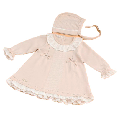 Комплект платье и чепчик LeoKing 5347-0004 бежевый 1